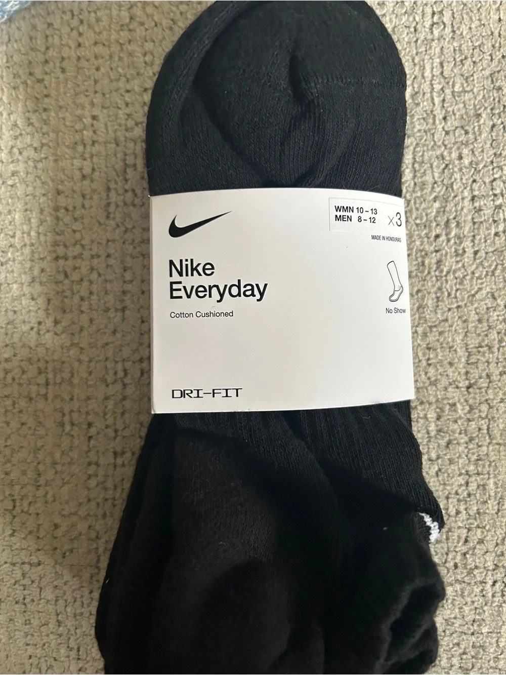 Nike Men's Black No-Show Socks - Pack of 3 Size 8-12